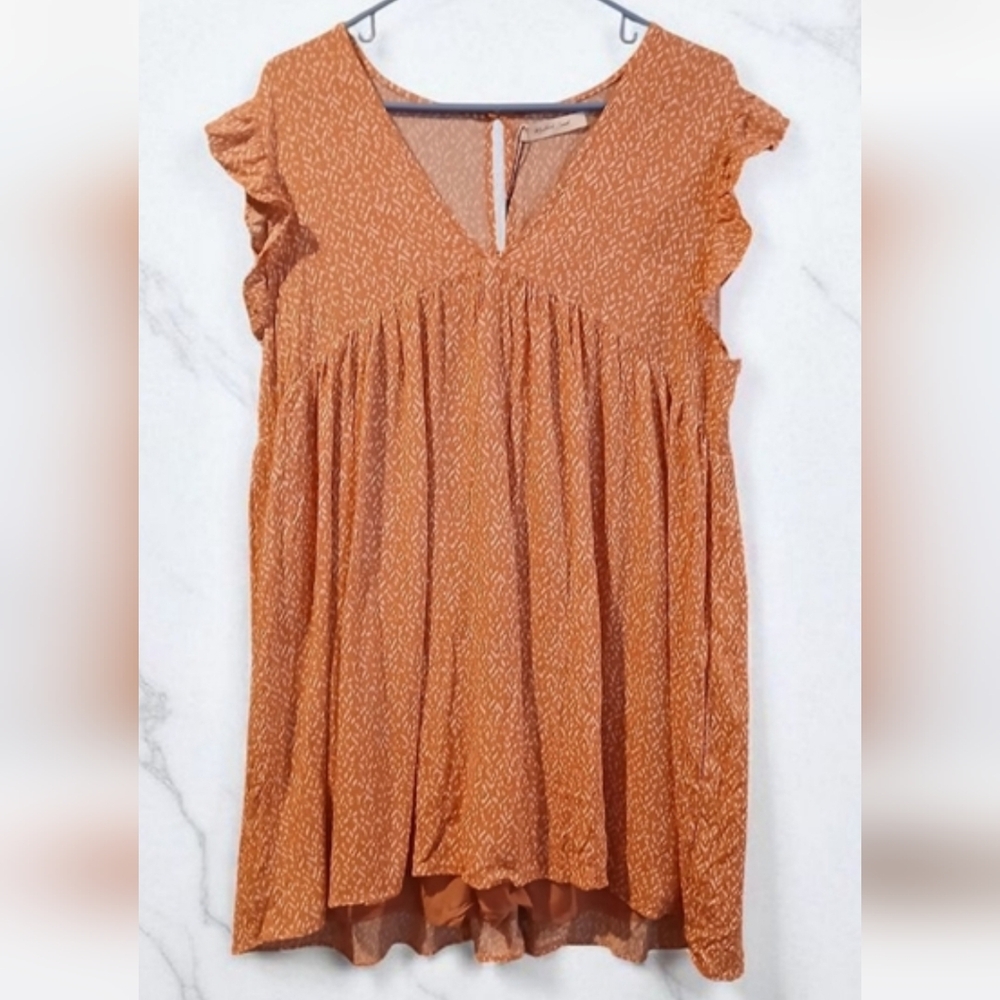 Mustard Seed Eyelet Baby Doll Romper Orange Size Small